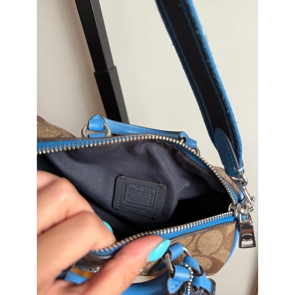 Coach Lacey Crossbody In Signature Canvas - Beige & Blue Leather
